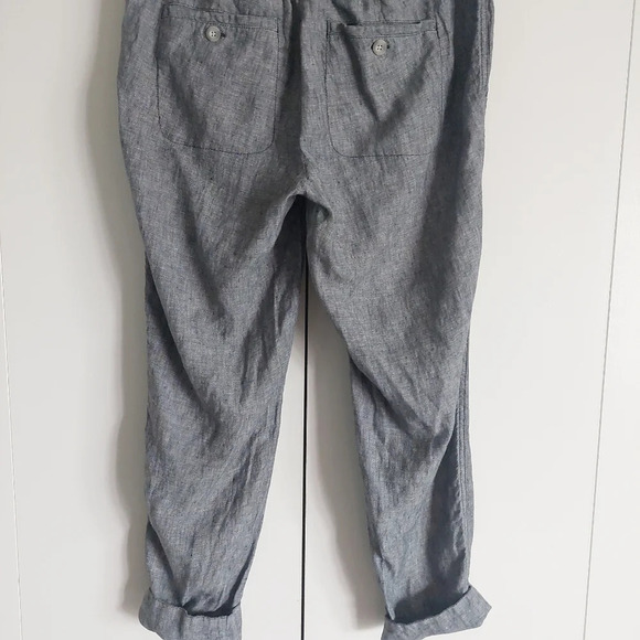 Athleta "Bali" Linen elastic Drawstring Chambray blue pants size 4 elastic waist - Picture 13 of 14